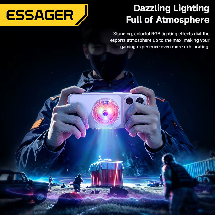 Essager Magnetischer Ultraflacher Handy-Kühler in Schwarz – Geräuschunterdrückender Halbleiter-Kühlventilator für Gaming und Live-Streaming - Bild 3