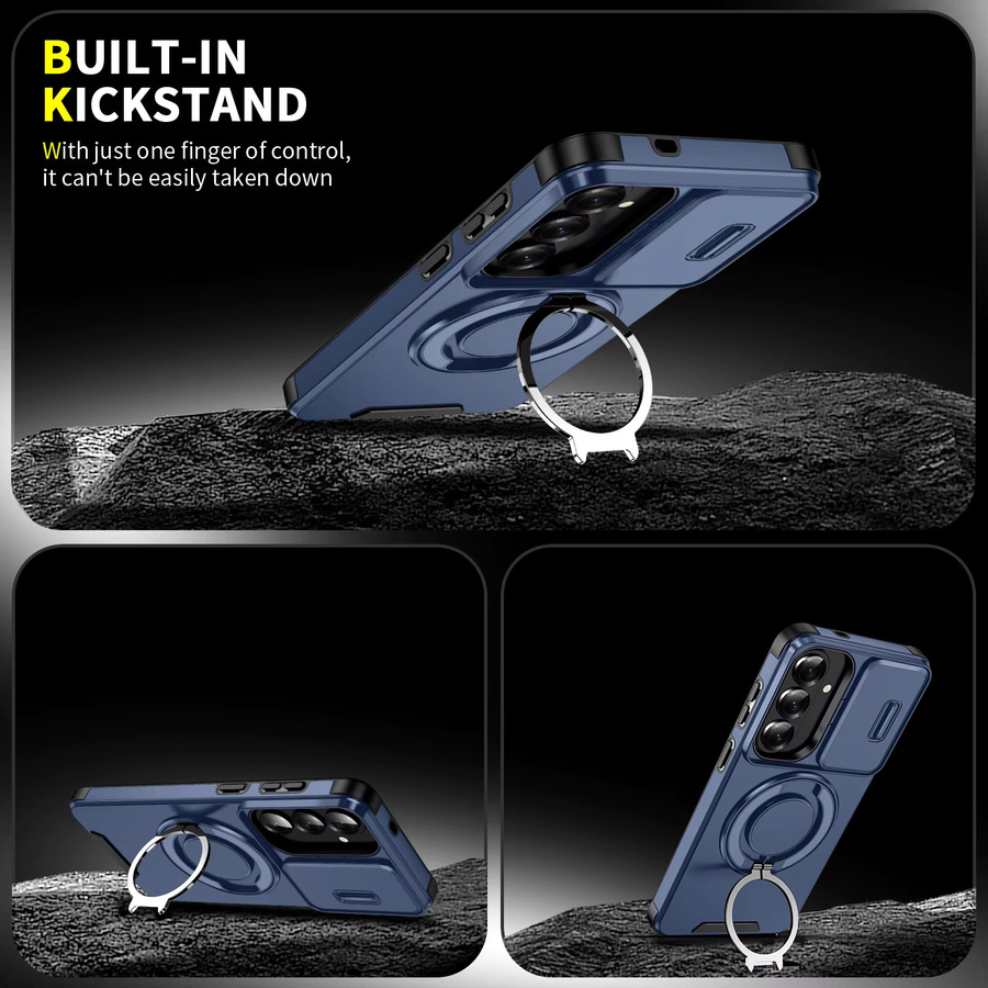 Magnetische Armor Schutzhülle für Samsung Galaxy S26 Ultra Plus S25 S24 S23 Ultra Plus FE S26 Edge S23FE mit Schiebeobjektivschutz in Blau - Bild 4