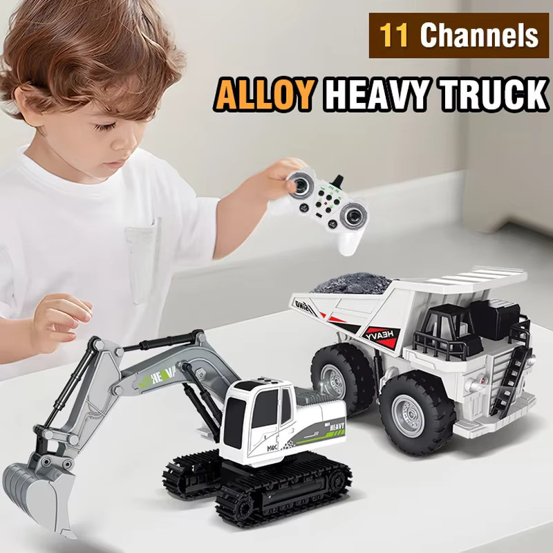 CONUSEA RC-Bagger-Muldenkipper aus Metall im Maßstab 1:24, ferngesteuertes Baufahrzeugmodell mit Licht und Sound in Weiß - Bild 2