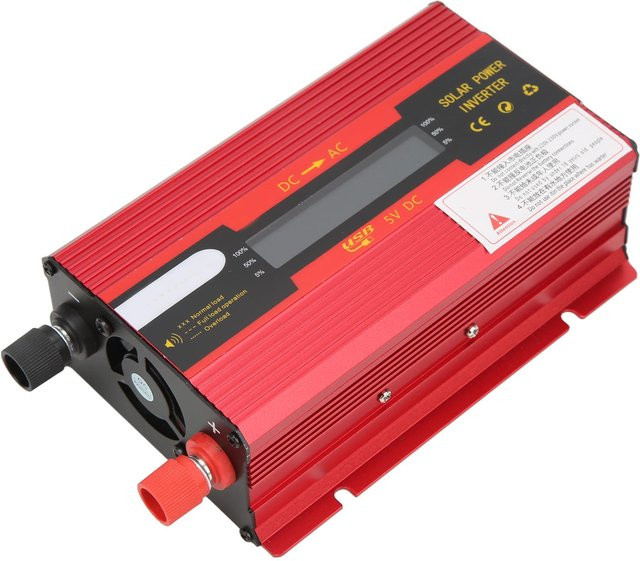 Koogeelife Autostromrichter mit LCD-Display, 420W Nennleistung und 1000W Spitzenleistung, 12V/24V auf 220V 50Hz, modifizierte Sinuswelle, Farbe: Rot - Bild 1