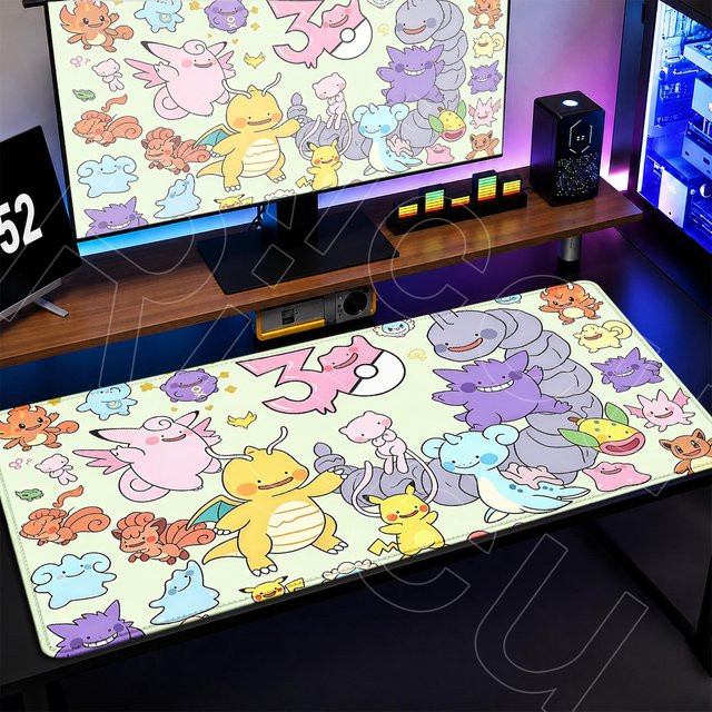 Potdemiel Mauspad Pokemon Ditto XXL, Waschbare Schreibtischunterlage aus Gummi, B/T: 90 x 40 cm, Multicolour - Bild 1