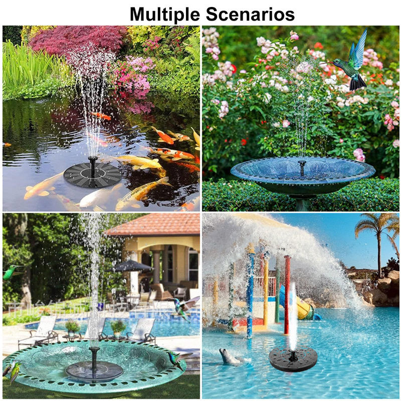 TOMTOP JMS Solar-Brunnen für Außenpools und Vogelbäder, schwimmender Terrassenbrunnen mit polykristallinem Solarpanel, Schwarz, Durchmesser: 13 cm - Bild 2