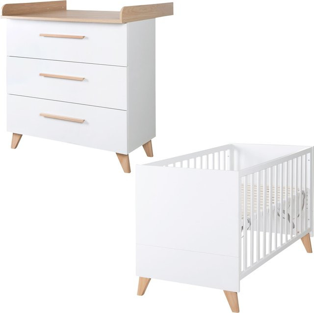 Roba 2-tlg. Babyzimmer Leon in Weiss und Eichenholzfarben - Bild 1