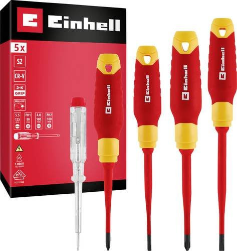 Einhell VDE Elektriker-Schraubendreher-Set, 5-teilig, SL 4.0, SL 5.5, PH 1, PH 2 - Bild 1