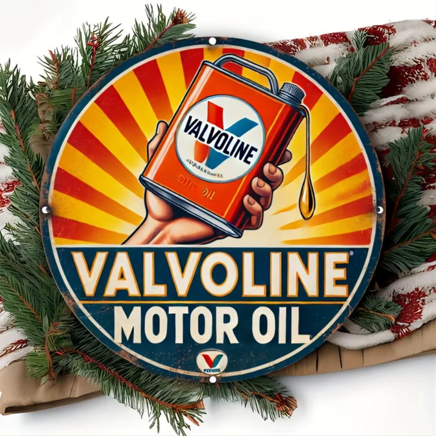 Potdemiel Valvoline Aluminiumschild Retro Design Rund Multicolour Durchmesser: 20 cm - Bild 3