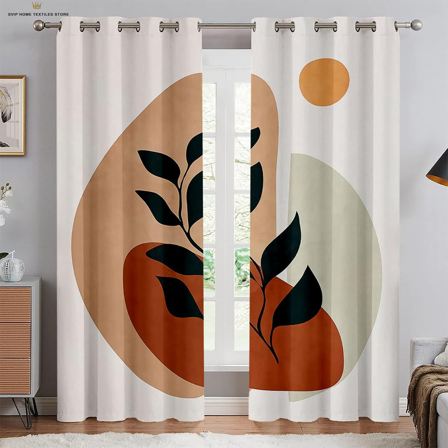Yiran Furniture Vorhänge mit modernem Rundes Textur Design, 2er Set, halbtransparent, Polyester, Mehrfarbig, Breite: 50 cm, Höhe: 130 cm - Bild 1