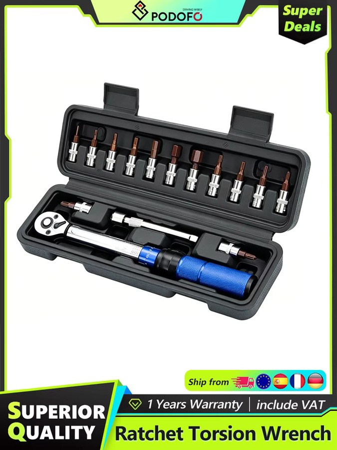 Podofo 1/4 Zoll Drehmomentschlüssel-Set mit einstellbarem Drehmomentbereich von 2 bis 24 N.m und präziser Doppelskala für Fahrrad und Steckschlüssel - Bild 8