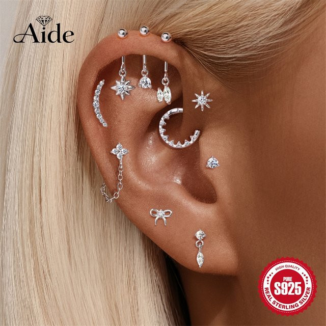 AIDE Damen-Ohrringe, 925 Silber, Moissanit, Kristall - Bild 1