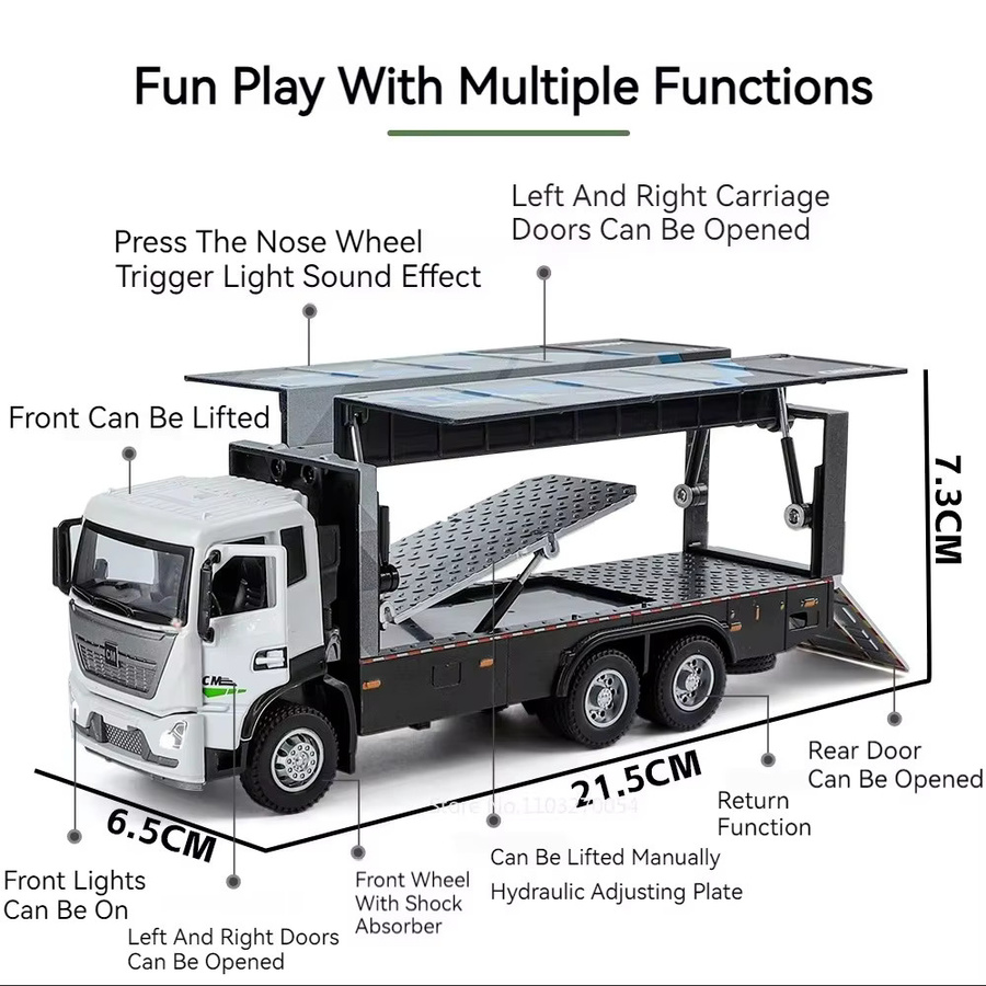MAKEDA Container Truck Modellauto aus Metall im Maßstab 1:32 mit Licht und Sound in Grün und Weiß - Bild 2