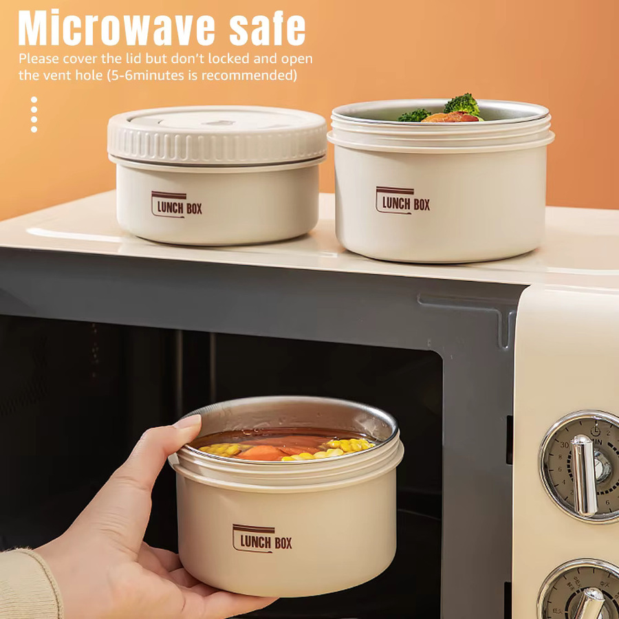 MYVIT Thermo-Lunchbox im japanischen Bento-Stil, weiß, auslaufsicher, stapelbar und mikrowellengeeignet - Bild 3
