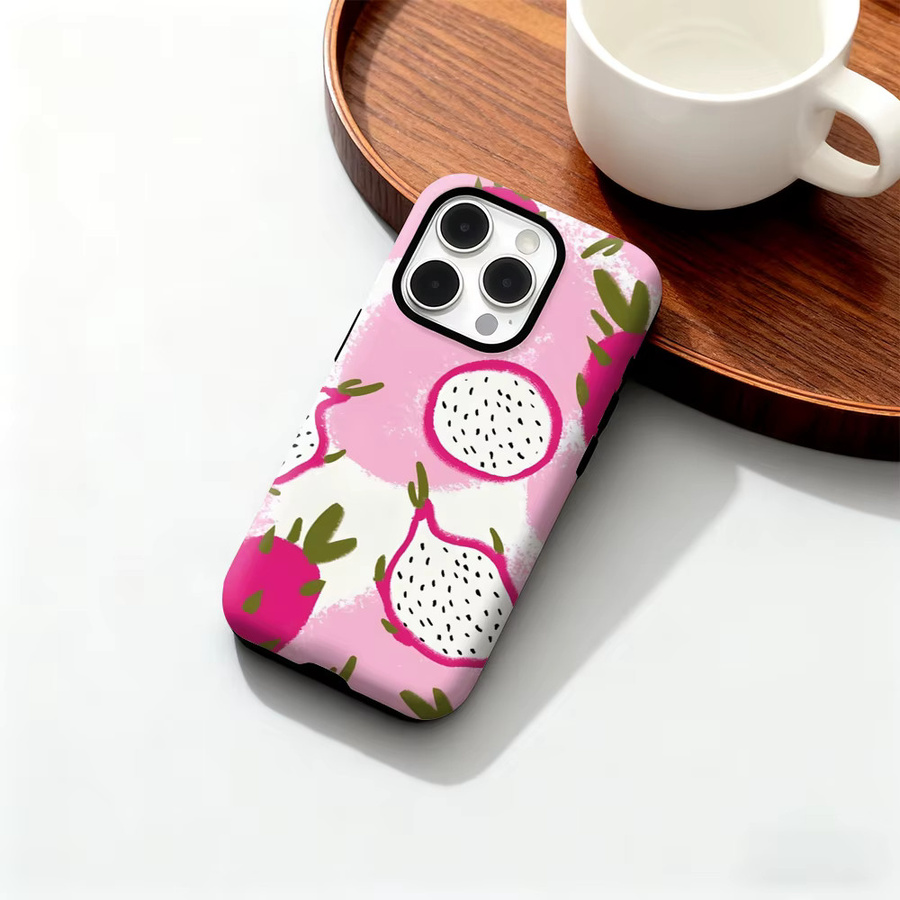 Dragon Fruit Delight Handyhülle für iPhone 17 16 15 14 13 12 Pro Max Plus mit doppelschichtiger Rückseite in Pink - Bild 6