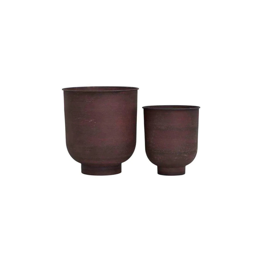 House Doctor Topf Vig Henna aus Metall in Braun, 2er Set - Bild 1