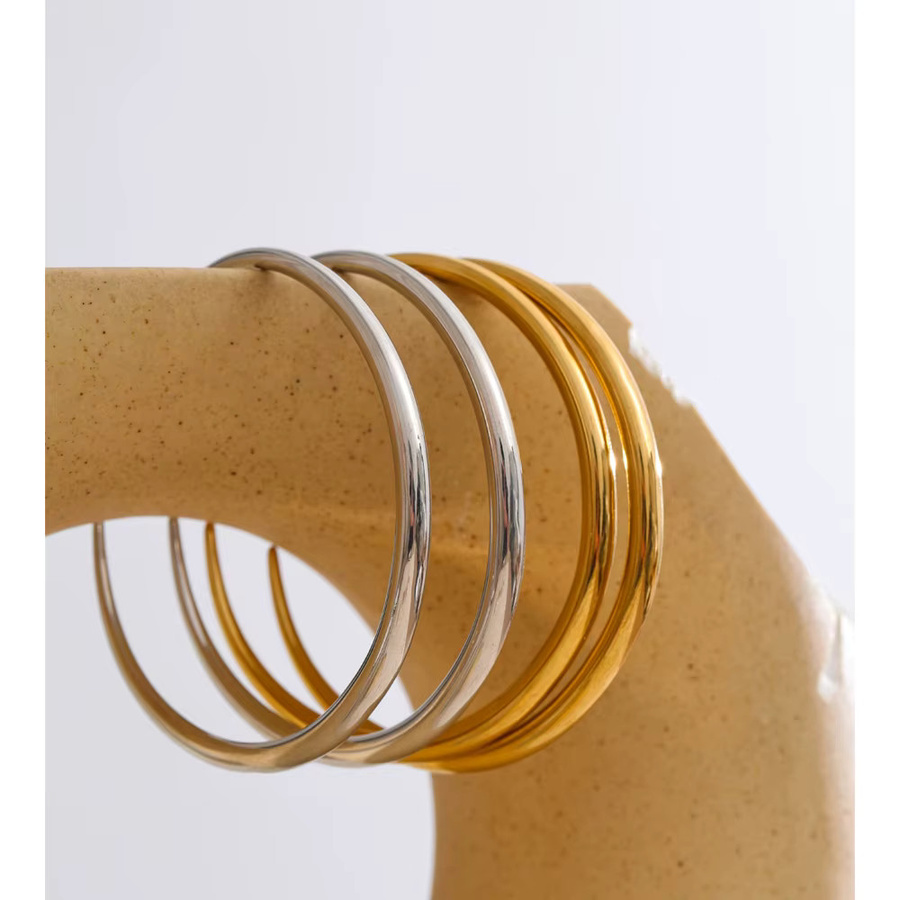 Yhpup Huggie-Ohrringe Edelstahl, Bicolor, Unisex - Bild 2