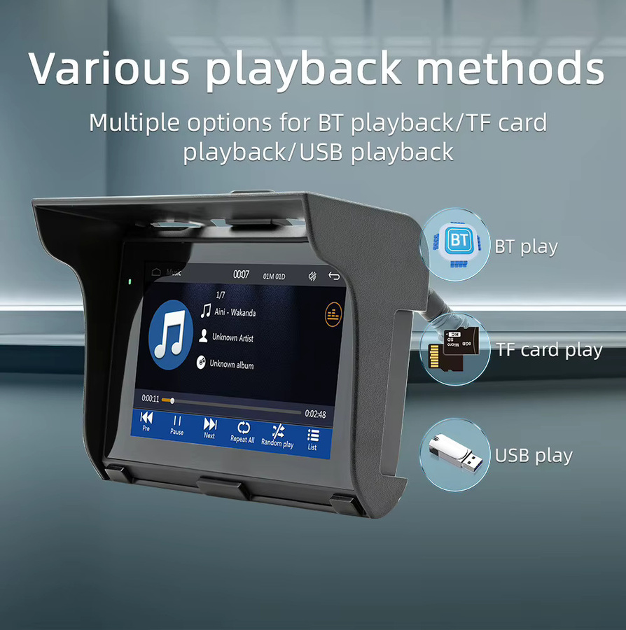 BQCC 5,0 Zoll Wireless CarPlay und Android Auto Tragbares Motorrad Dashboard Display mit GPS Navigation in Schwarz - Bild 5