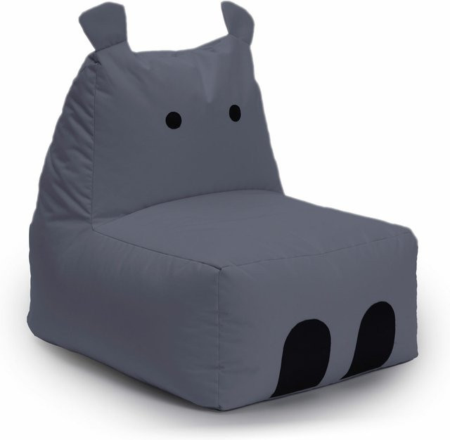 LUMALAND Kindersitzsack Animal Line Hippo in Stahlgrau mit abnehmbarem Bezug und wasserabweisendem Material - Bild 1