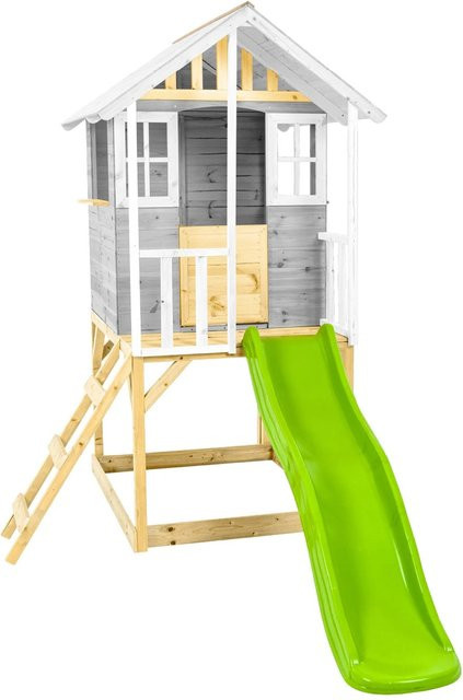 Zwerkules Spielhaus Valli 1 mit Rutsche, Natur/Grau, B/T/H: 148 x 244 x 270 cm - Bild 1