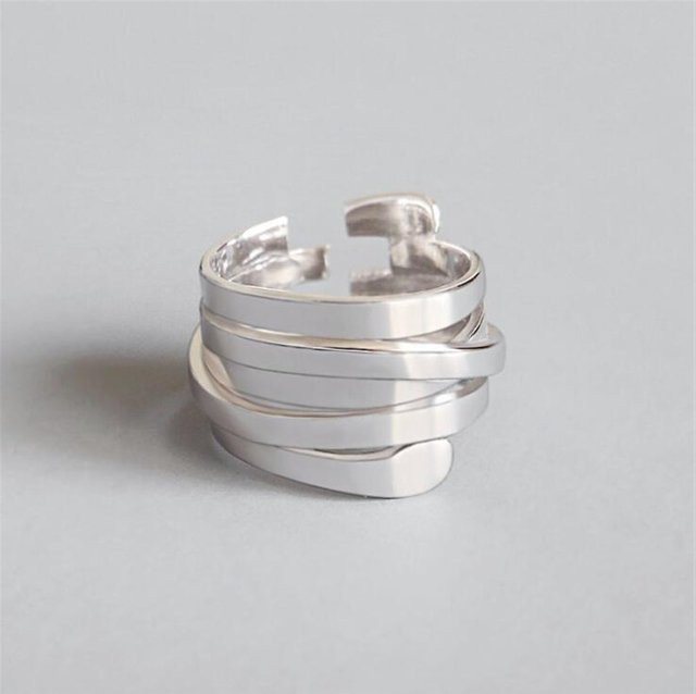 GaGa-Duck Ring 925 Silber, Multi-schicht Wicklung, Unregelmäßige Öffnung - Bild 1