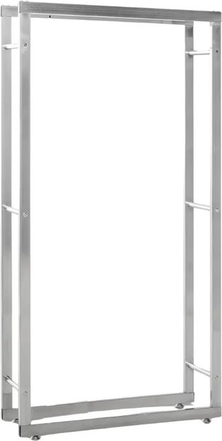 DELUKE Kaminholzregal SATLO aus Edelstahl für den Innenbereich, Farbe Silber, B/T/H: 80 x 25 x 150 cm - Bild 1