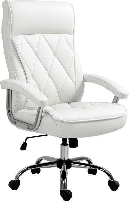 Vinsetto Ergonomischer Bürostuhl aus Kunstleder in Weiß mit Kopfstütze und Wippenfunktion - Bild 1