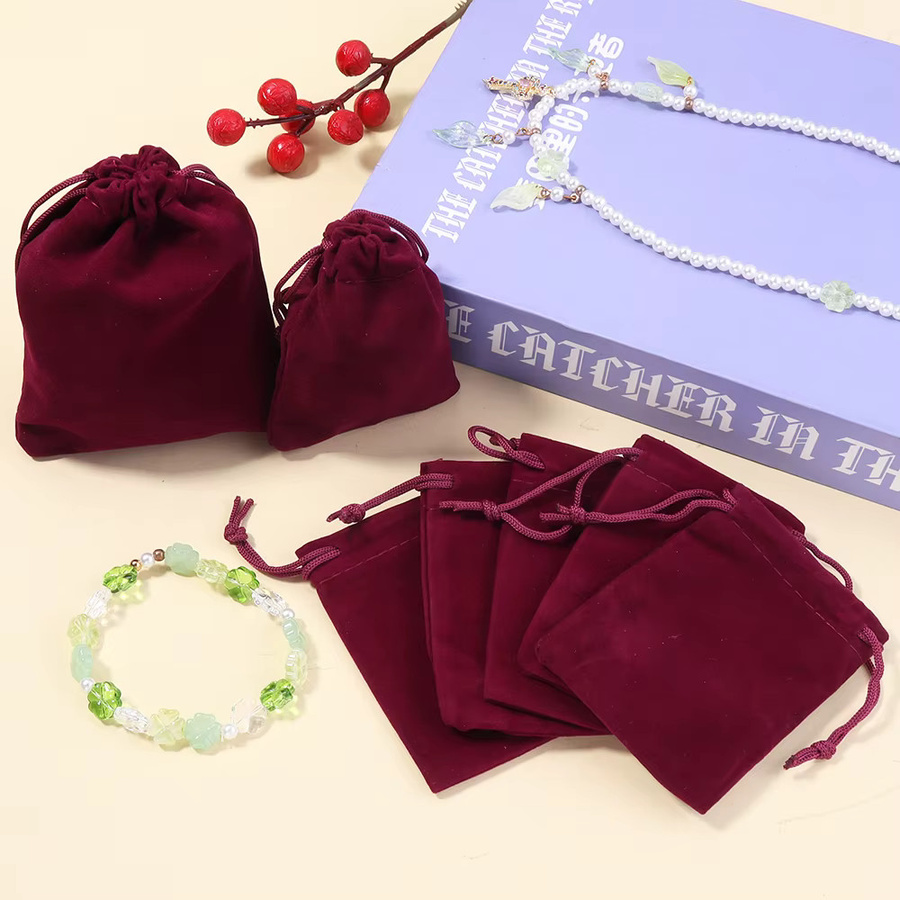 Schmuck Samtbeutel mit Kordelzug in Rot für Geschenke und Hochzeiten - Bild 2