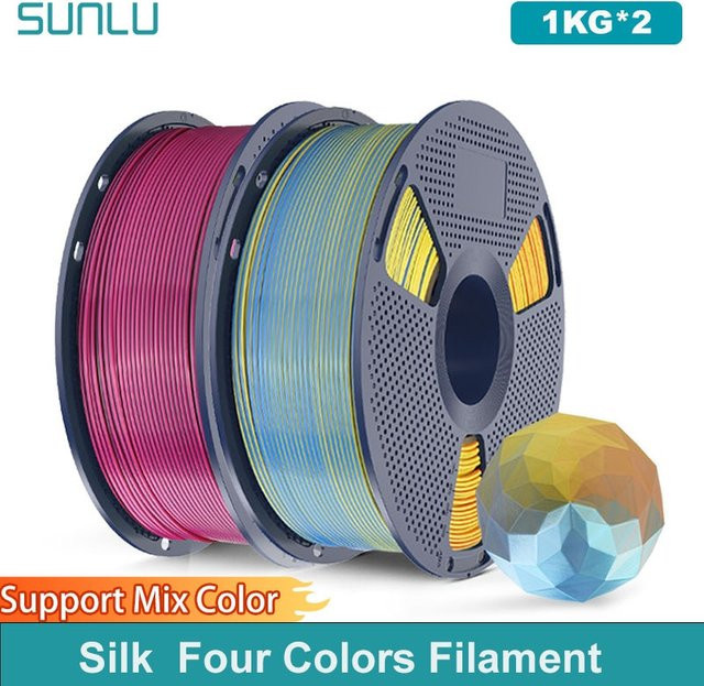 SUNLU Silk PLA Plus Filament Rainbow Multicolor 1,75 mm 2 kg - Bild 1