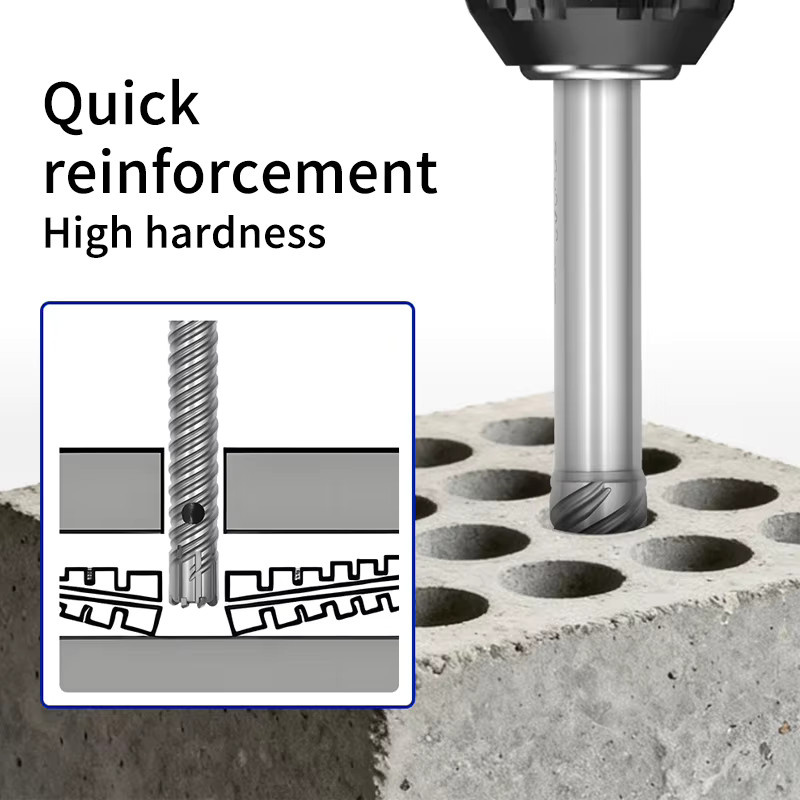 HILIXUN SDS-Plus Betonstahl-Schneidbohrer mit Hartmetallspitze in Silber für Elektrohammer und Stahlbeton - Bild 3