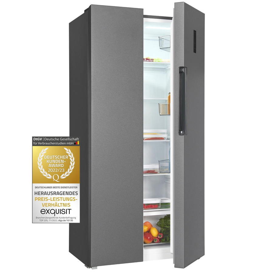 Exquisit Side by Side Kühlschrank SBS450-036E in Anthrazit mit No Frost und Dynamic Cooling, H x B x T: 168,0 x 91,2 x 76,0 cm - Bild 1