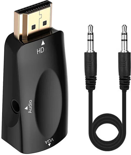 BSN HDMI auf VGA Adapter mit 3,5mm Audio-Jack für 1080P Videoübertragung, Schwarz - Bild 1