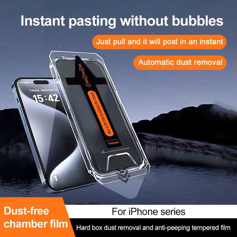 Bolomboy Anti-Spionage Displayschutz aus gehärtetem Glas für iPhone 11 12 13 14 15 16 17 Pro Max Plus X XR Xs Max transparent - Bild 2