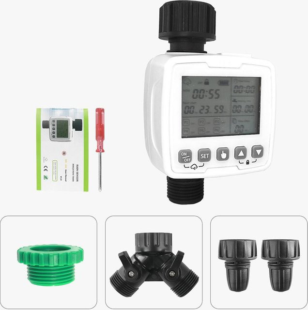 TOMTOP JMS Programmierbarer Sprinkler-Timer mit Regenverzögerungssystem, weiß - Bild 1