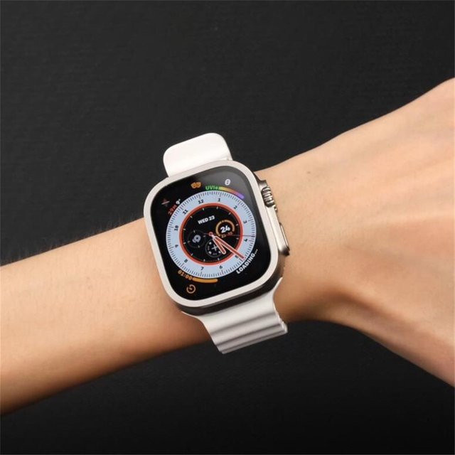 TINUORA Displayschutz Metallrahmen, gehärtetes Glas, Apple Watch Ultra 2 49 mm, Schwarz, Unisex - Bild 1