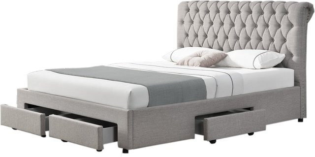 HTI-Living Polsterbett Claire mit Knopf-Steppung in Grau, B/T/H: 140 x 200 cm - Bild 1