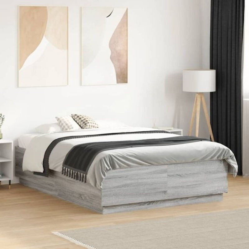 Modernes Bettgestell aus Holzwerkstoff von Vidaxl in Grau, B/T/H: 140 x 190 cm - Bild 1