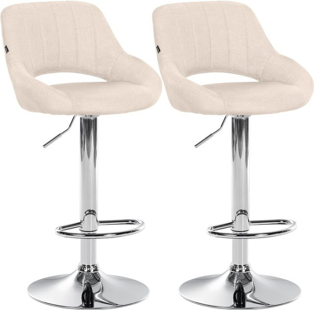 CLP Barhocker 2er Set Milet höhenverstellbar mit Lehne, gepolsterte Barstühle mit Stoffbezug und Metallgestell, drehbar - Bild 1