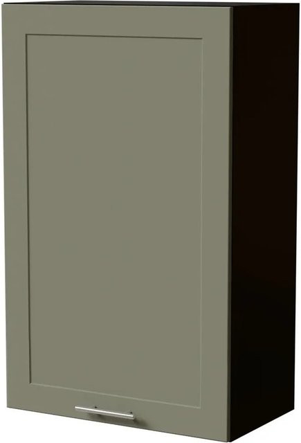 Feldmann-Wohnen Hängeschrank Oslo W4/60/Schwarz/Reed Green Matt mit Soft-Close-Türen und Regalböden, B/T/H: 60 x 32,5 x 96 cm - Bild 1