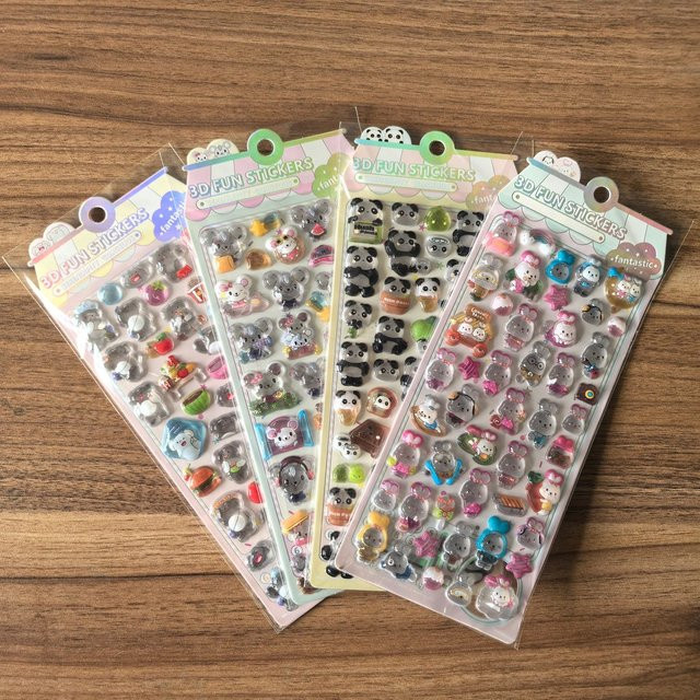 4 Stück 3D-geprägte Kristall-Tieraufkleber von Sticker Story Store in Multicolour für Rucksäcke, Federmäppchen und Planer - Bild 1