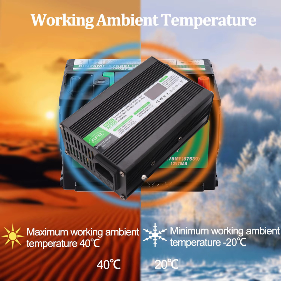 AFU Schnellladegerät für 13S 48 V Li-Ionen-Akkus mit OLED-Display und Lüfter, 54,6 V 4 A, Schwarz - Bild 4