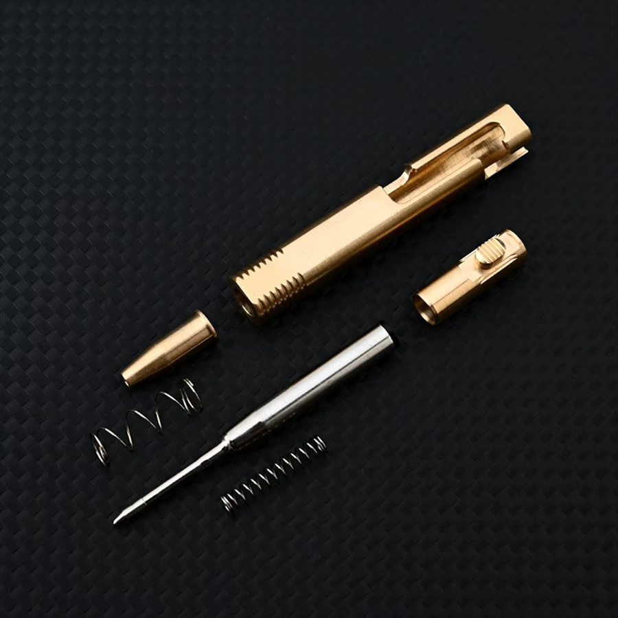 BAAY Kugelschreiber aus Messing in Gold mit Schnellverschluss und zylindrischem Design - Bild 3