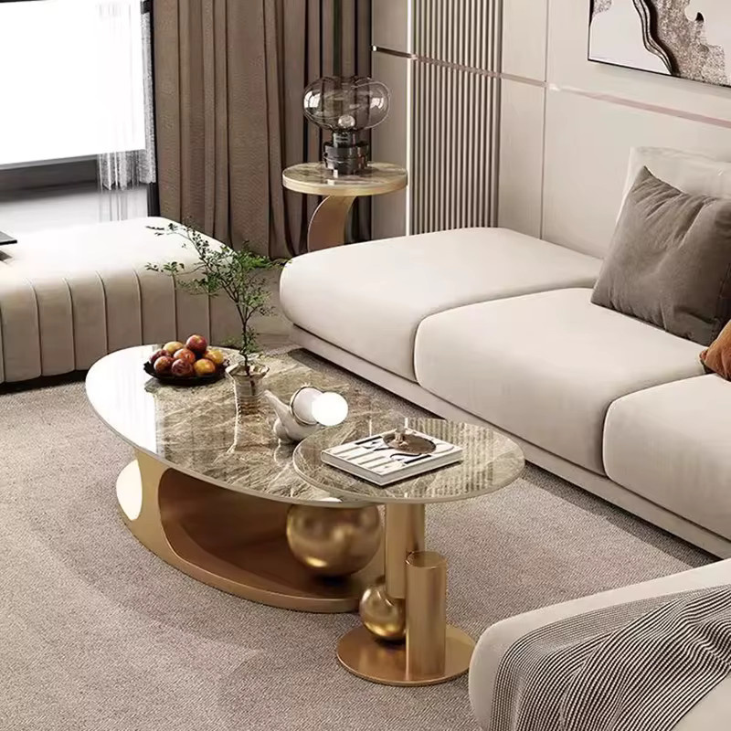 DUTRIEUX Couchtisch und Beistelltisch im minimalistischen Nordic-Design mit Marmoroberfläche und abgerundeten Formen - Bild 2
