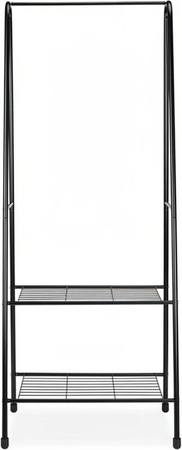 Relaxdays Kleiderständer aus Metall in Schwarz mit 2 Ablagen, H x B x T: 160 x 61,5 x 38 cm