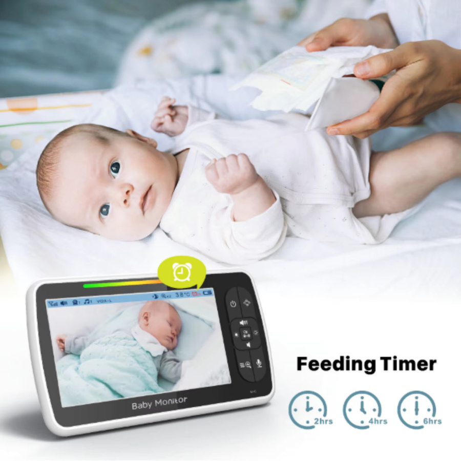 Bytelike HD Babyphone mit Kamera und 5 Zoll Monitor, 2-Wege-Audio, Nachtsicht, 355 Grad Schwenkfunktion und 120 Grad Neigung, Farbe: Weiß - Bild 3