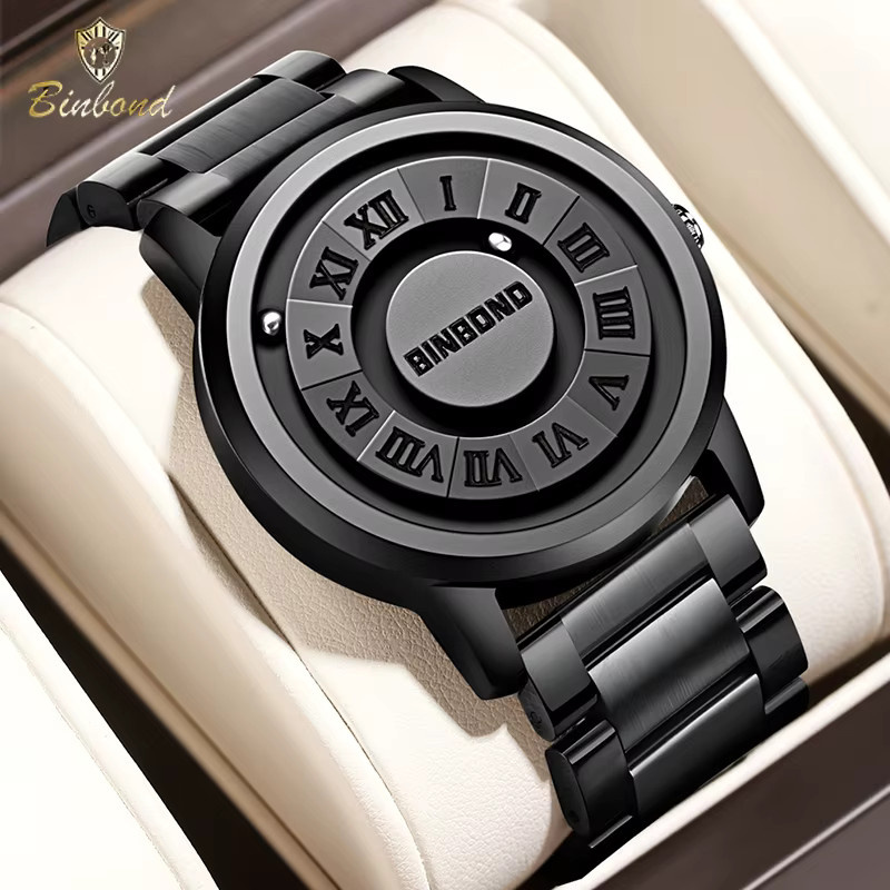 BINBOND Armbanduhr Quarz, Edelstahl, Schwarz, Herren - Bild 5