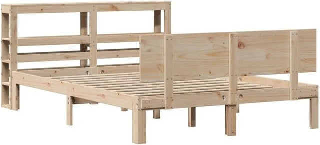 vidaXL Bettgestell mit Kopfteil aus massivem Kiefernholz in rustikalem Design, B/T/H: 120 x 200 cm - Bild 1