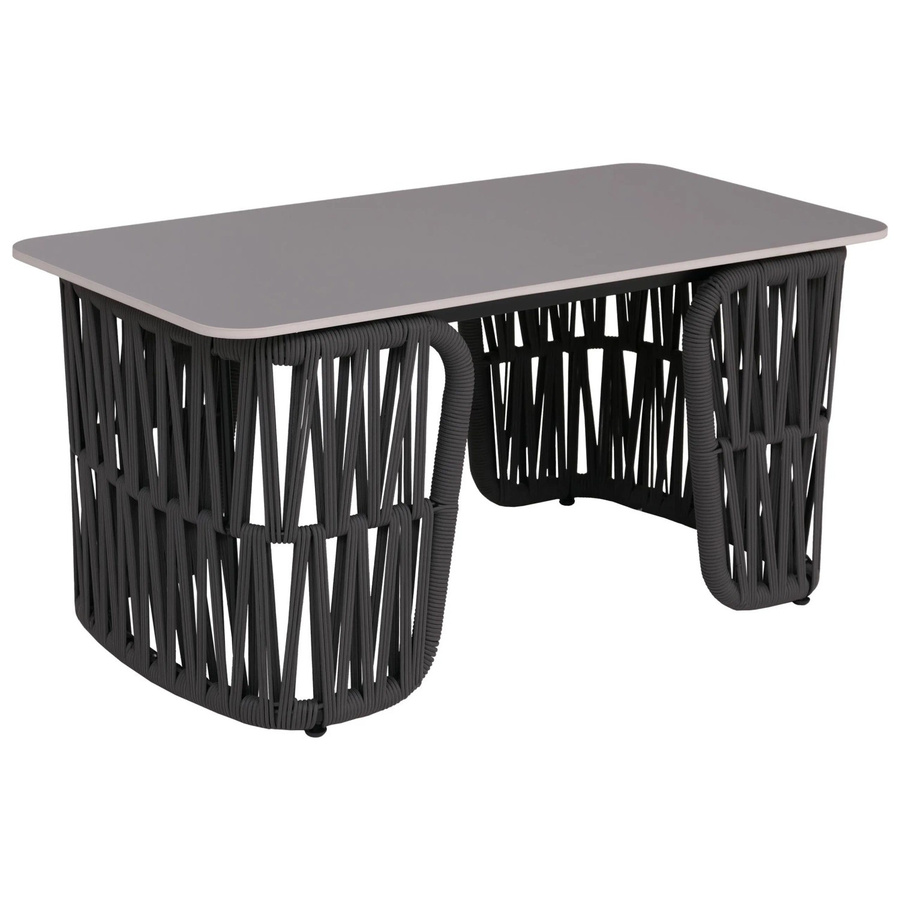 MCW Loungetisch P90 Outdoor mit Seilgeflecht und Sinterstein Platte, Anthrazit und Grau, B/T/H: 90 x 43 x 45 cm - Bild 3