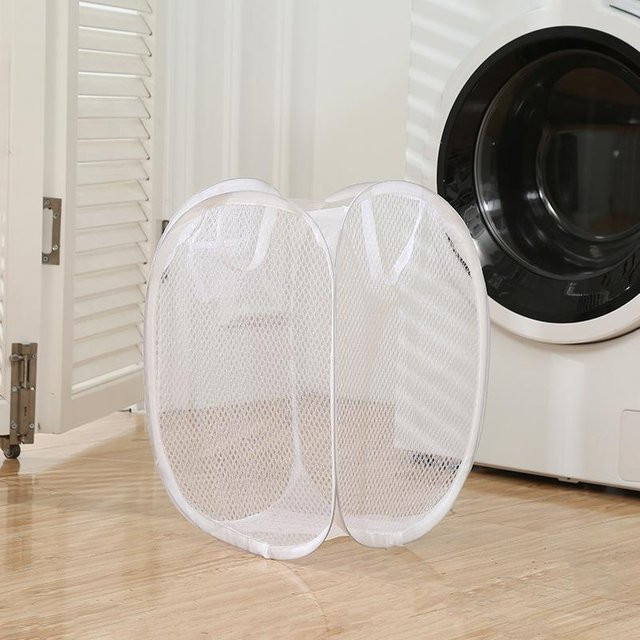 Faltbarer Wäschekorb aus Nylon von Yiran Furniture in Weiß mit großer Kapazität zur Wäscheaufbewahrung im Badezimmer - Bild 1