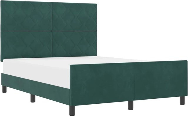 vidaXL Boxspringbett mit Kopfteil in Dunkelgrün aus Samt, B/T: 160 x 200 cm - Bild 1