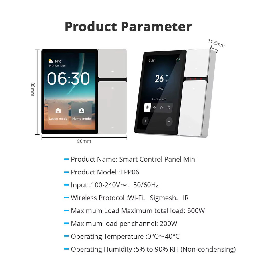 Zemismart 3,5 Zoll WiFi Smart Central Control Panel Touchscreen mit integriertem BLE Sig Mesh Hub und IR-Steuerung in Weiß, kompatibel mit der Tuya Smart App - Bild 5