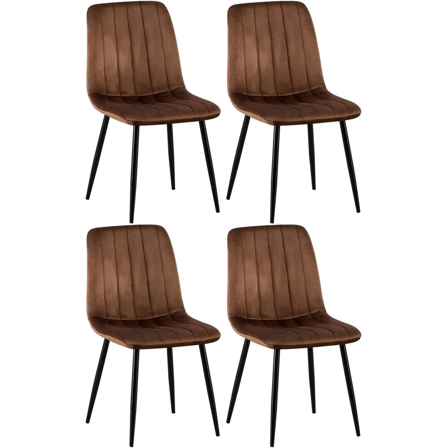 4er Set Esszimmerstühle DELUKE LENZ aus Samt mit Metallgestell in Braun, H 88 cm x B 45 cm x T 53 cm - Bild 2
