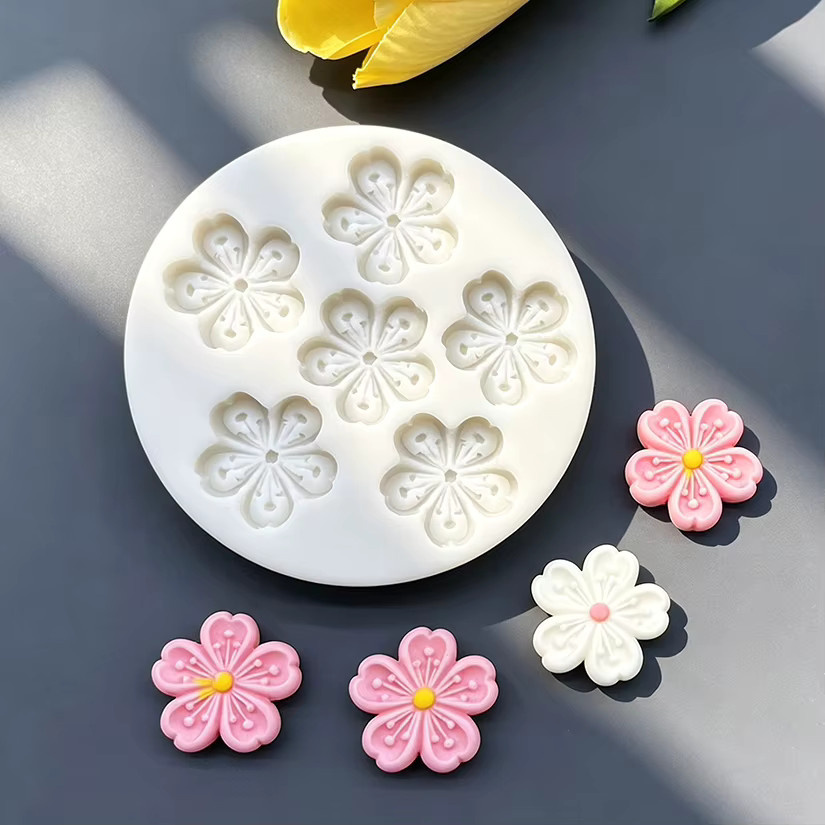 HANDLIFE Silikon Backform Gänseblümchen und Sakura für Fondant, Schokolade und Cupcake Dekoration, Grün und Weiß - Bild 3