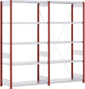 Bito Fachbodenregal Typ EL mit 6 Fachböden, Farbe: feuerrot, B/T/H: 100,8 x 32,4 x 250 cm - Bild 1
